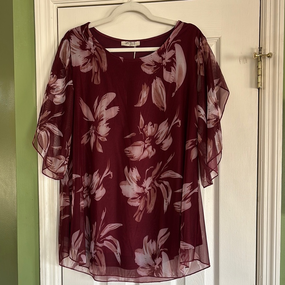Flowing Knit Tunic Top w/3/4 Sleeves NEW